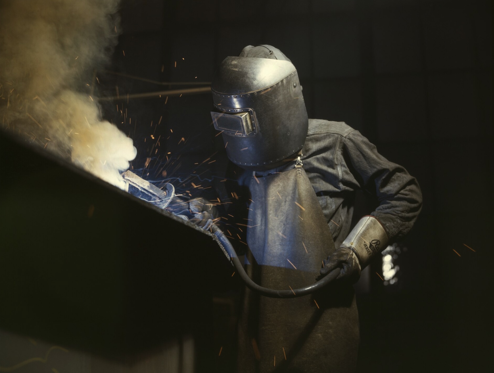 A welder making boilers for a ship, Combustion Engineering Co. in Chattanooga, Tennessee 